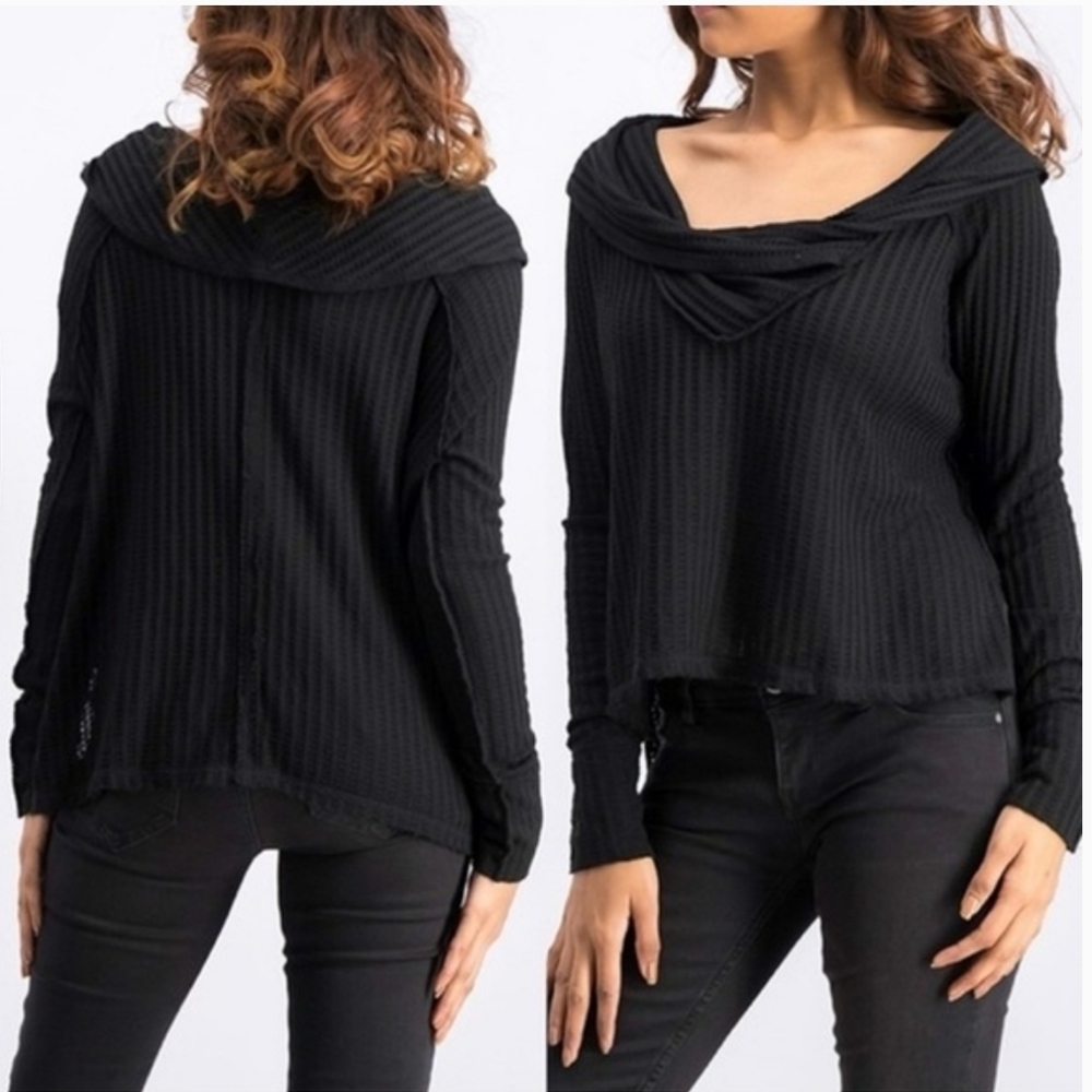 Free People Cowl Neck Thermal Long Sleeve Small